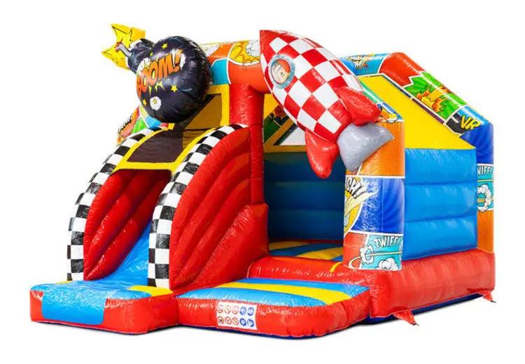 Springkussen Huren | Comic | 4,9 m x 4,0 m x 3,5 m | Geschikt Voor 6 Personen - Jump Express