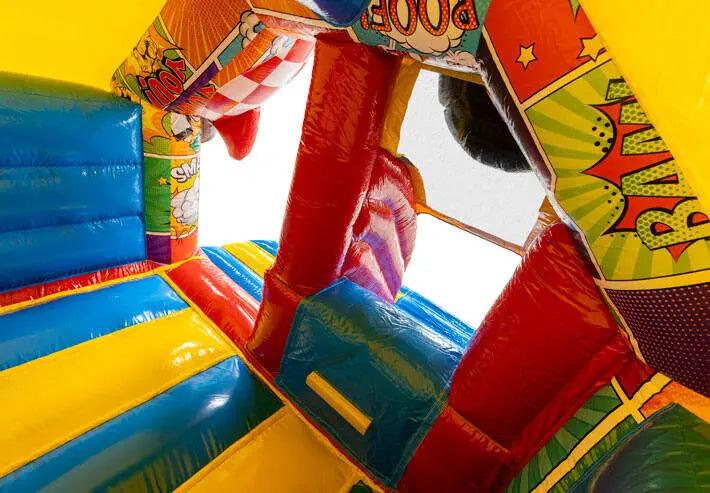 Springkussen Huren | Comic | 4,9 m x 4,0 m x 3,5 m | Geschikt Voor 6 Personen - Jump Express